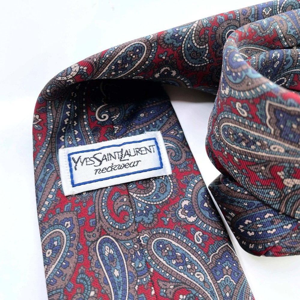 ⚡️SOLD⚡️ vintage ysl silk paisley men's tie - Picture 3 of 5
